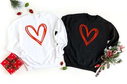 Heart  Valentine Sweat - Matching Valentine Sweat - Valentine Heart Hoodie Hand Drawn -  Teacher Valentine  Sweatshirt -