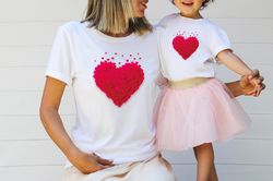 Heart Shirt, Cute Valentines Day Shirt,Cute 3D Heart Shirt, Gift for Mom, Mama Mini Heart Shirt,Cute Valentines Outfit T