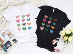Hearts Graphic Shirt, Valentines Day Love Shirt, Couple Shirt, Mothers Day Shirt, Heart Tee, Cute Valentine Shirt, Singl