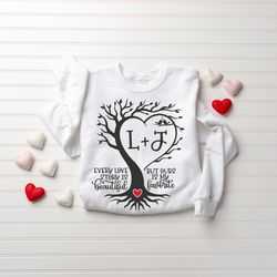 Personalized Valentine Heart Tree  Sweatshirt, Custom Couple Names Shirt,Gift For Couple, Anniversary Gift Shirt, Family
