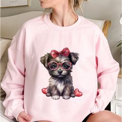 Puppy Dog Love Valentines Day Sweatshirt, Valentines Day Gift, Kids Valentine, Valentines Day Party, Gift for Her, Happy