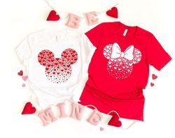 Mickey and Minnie Ears With Heart Tshirt For Valentines Day, Disneyworld Valentines Travel Shirts, Valentines Day Disney
