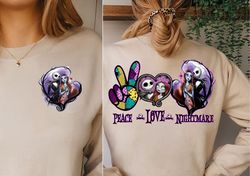 Couple Peace Love Night Mare Christmas Before Valentines Day Sweatshirt, Jack And Sally Love Valentine Shirt, Love Beaut