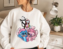Disneyworld Nightmare Valentines Day Shirts, Disney Stitch Angel Valentines Sweatshirt, Disney Jack And Sally Love Valen