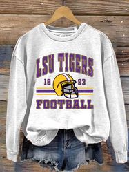 Vintage Louisiana Purple and Gold Football Sweatshirt, Geaux Tigers Sweatshirt, Louisiana State Football,Purple and Gold
