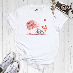 Heart And Bike Shirt, Love Bicycle Shirt, Womens Valentine, Cute Heart Tee, Valentines Shirt, Bike Heart Shirt, Cute Val