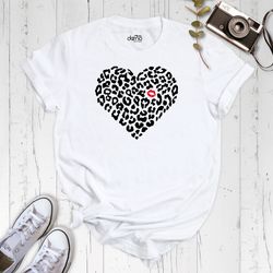 Leopard Print Valentines Day Shirt, Heart Shirt, Red Lips T-Shirt, Valentines Day Gift, Cute Valentine Shirt, Leopard He