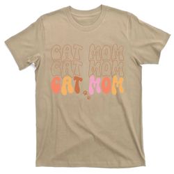 Cat Mom Retro Groovy Cats Adoption Mothers Day T-Shirt