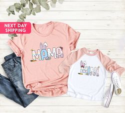 Mama and Mini Matching Shirts, Personalized Mama and Mini Shirt, Mom And Me Bunny Shirt, Mom And Baby Shirt, Custom East