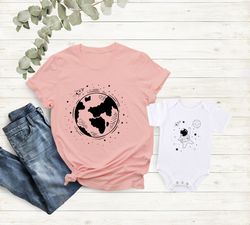 moon and astronaut dad baby matching set, gift for dad, baby bodysuit, mom and baby shirt, matching t shirts, new dad gi