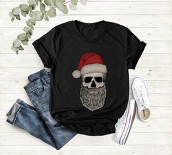 Father Christmas Santa Skull Christmas T-Shirt Funny Xmas Tee Shirt Gift Present, Christmas Gift For Men, Holiday Shirt