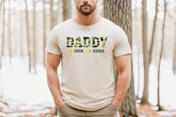Dad Custom Shirt,Personalized Dad Shirt With Kids Names, Camouflage Print Tee,Custom Papa Shirt,Gift For Daddy, Fathers
