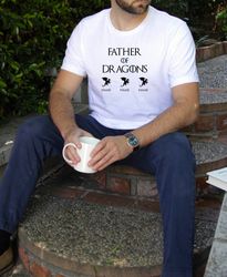 Father Of Dragons Shirt,Fathers Day Shirt, Custom Kids Name Shirt, Personalize Dragons Name Shirt, Father Day Shirt, Gif