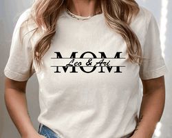 Custom Mama neck shirt with kids name on sleeve,Mom Shirt,Gift for Mothers Day, Custom Shirt, Personalized Mom Shirt,Mot