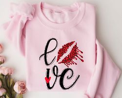 Love Valentines Day Sweatshirt, Valentines Day Sweater, Leopard Lips Sweater Hoodie, Valentines Day Shirts for Women, Va