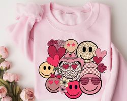 Valentines Day, Valentines Face Happy Sweatshirt, Cute Face Sweater, Valentines Gift, I Love You Hoodie, For Women Gift,