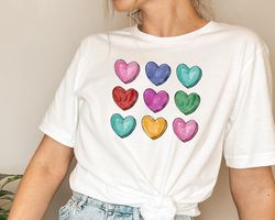 Watercolor Hearts Shirt, Valentines Day Shirt, Valentines Day Shirts for Women, Valentines Day Gift, Cute Heart Shirt, G