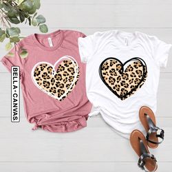 Leopard Print Valentines Day Shirt, Valentines Day Shirts For Woman, Heart Shirt, Valentines Day Gift, Cute Valentine Sh