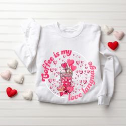 Valentine Coffee Heart Sweatshirt, Womens Valentines Day Sweatshirt, Coffee Lover Shirt, Funny Valentines Shirt, Retro V