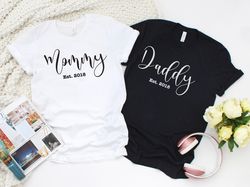 Mommy and Daddy EST Shirt, Couple Shirts, Couple Matching T-shirt, Wife and Husband Shirts, Mom and Dad Matching Shirts