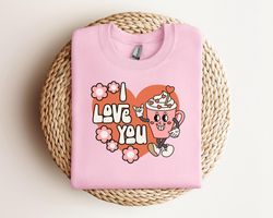 Retro Coffee Valentines Sweatshirt, Cute Valentines Day Heart Shirt, Coffee Lover Valentine Gift, Teacher Valentine Day