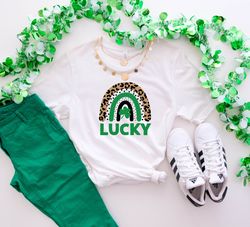 Lucky Rainbow Shamrock T-shirt, Saint Patricks Day Shirt, Womens St Patricks Day Shirt, Cute Irish Day Shirt, Lucky Woma