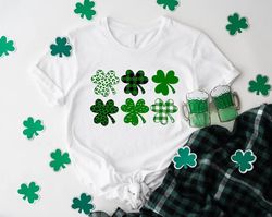 Four Leaf Clover Shirt, Leopard St Patricks Day Shirt, Shamrock Lucky Tshirt, Irish Gifts for Women, Leopard Clover Shir