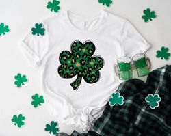 Leopard Shamrock Shirt, Womens St Patricks Day Shirt, Four Leaf Clover Shirt, Irish Gifts for Women, St Paddys Day Gift