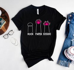 Cat Paw Shirt,Rock Paper Scissors, Funny Trendy Cat Graphic T-Shirt, Cat Mama Gifts, Pet Lover Shirt, Funny Kitty Shirts
