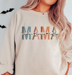 Custom Mama Sweatshirt, Mom Sweatshirt With Kids Names, Leopard Print Mama Sweatshirt, Personalized Mama Sweater LS023