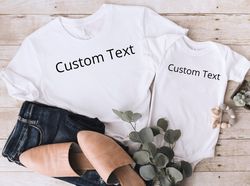 mom and baby shirts, custom text mom and baby matching t-shirt, custom baby one piece shirt, baby bodysuit, mother toddl