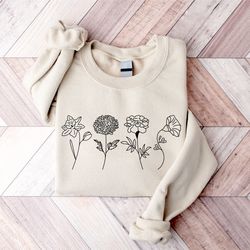 Custom Birth Month Flower Sweatshirt, Mothers Day Sweatshirt, Customized Birthday Month Sweatshirt, Mothers Day Gifts, G