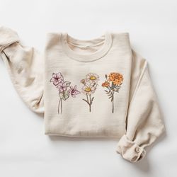 Customize Birth Month Flower Sweatshirt, Christmas Gift For Mom, Grandma Sweatshirt, Mothers Day Gift, New Mom Gift, Mam