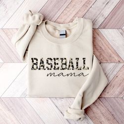 Leopard Baseball Mama Sweatshirt, Baseball Mama Sweatshirt, Womens Baseball Sweatshirt, Sports Mom Shirt, Mothers Day Gi