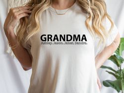 custom grandmother shirt with grandchildrens names, personalized grandmother shirt, customized grandmother gift, grandma