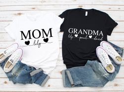 Mom Shirt, Personalized Mom Shirt, Gift For Mom, Gift For Grandma, Shirt With Kids Names, Grandma Shirt,Mom Shirt Kids N