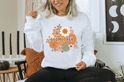godmother sweatshirt, fall floral godmother proposal, new godmother gift, baby announcement, gift from godson or goddaug