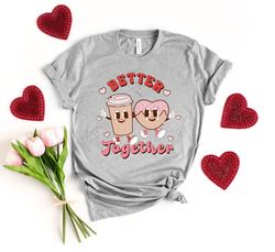 Better Together Sweatshirt, Womens Valentines Sweatshirt, Coffee and Donut Sweatshirt, Valentines Day Sweatshirt, Vintag