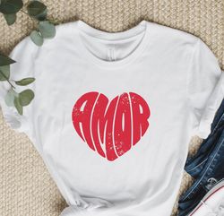 Amor Shirt, Love Shirt for Valentine, Amor Heart Shirt, Groovy Retro Valentine Gift, Love Heart Shirt, Meaningful Shirt