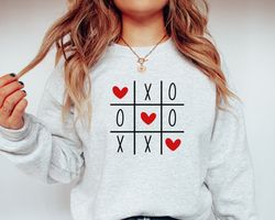 Tic Tac Toe Hearts Sweatshirt, Love Sweatshirt, Valentine Sweatshirt, Lover Sweater, I Love You Gifts, Womens Valentine
