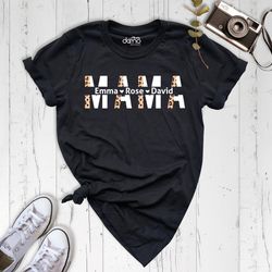 Custom Mama Shirt, Mom Shirt With Names, Personalized Mama T-shirt, Custom Names Mom Shirt, Motherhood shirts, Mothers D