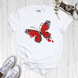 heart butterfly shirt, mother day gift, butterfly gift, spring shirt, daughter birthday gift, valentines day shirt, hear