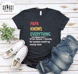 Papa Knows Everything, Super Dad Shirt, Fathers Day Tee, Shirt for Dad, Funny Shirt for Daddy, Dads Birthday Gift, Shirt