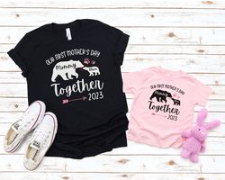 personalized our first mothers day shirt, mommy and me bear matching shirt, new mom mothers day gift, mother and baby fi
