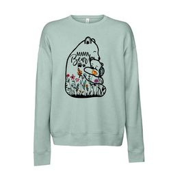 Mama Bear Sweatshirt, Cute Mama Bear Design, Unisex Sponge Fleece Drop Shoulder Crewneck Bella  Canvas, Mom Sweatshirt,