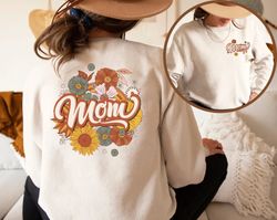 Mama Shirt, Back Print Graphic Tee, Groovy Retro Mama Floral Tee, Retro Shirt, New Mom Shirt, Gift for Her, Mom Mommy Ma