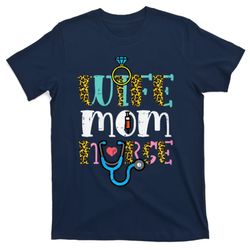 Womens Mothers Day Wife Mom Nurse Scrub Top RN Mama Mommy Women T-Shirt