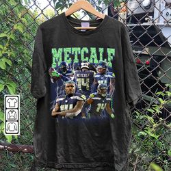 DK Metcalf Vintage Washed T-Shirt, Wide Receiver Homage Graphic Unisex Long Sleeve, Bootleg Retro 90s Fans Hoodie Gift