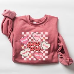 Cute Teacher Valentine Sweatshirt, Retro Heart Sweatshirt, Womens Valentines Day Sweatshirt, Love Valentine Sweatshirt