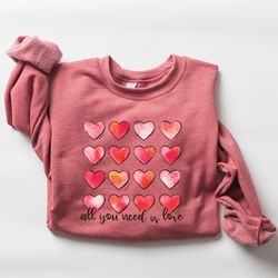 Retro Heart Valentines Sweatshirt, Womens Valentine Sweatshirt, Teacher Valentine Sweatshirt, Love Sweatshirt, Valentine